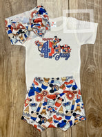 July 4th Mickey Minnie Baby or Toddler Complete Outfit