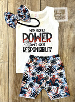 
              With Great Power Spiderman - Baby or Toddler Complete Outfit
            