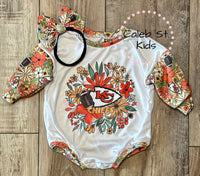 
              KC Chiefs Tee Shirt Baby or Toddler Romper / Baby Romper / Toddler Romper / Fall Outfi
            