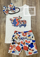 
              July 4th Mickey Minnie Baby or Toddler Complete Outfit
            