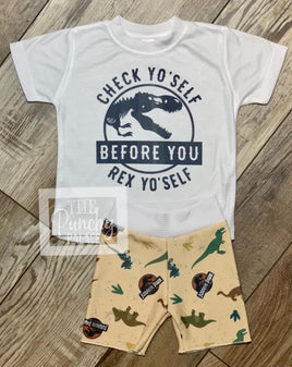 Check Yo’self Jurassic Park Best Day Ever Baby Boy and Toddler Tee and Shorts Set / Infant and Toddler Boys