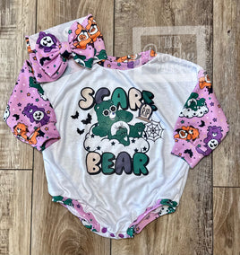 Halloween Scare Bear Tee Shirt Baby or Toddler Romper / Baby Romper / Toddler Romper / Fall Outfi