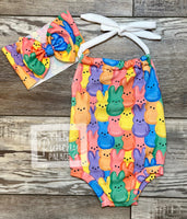 
              Easter Peeps Romper - Baby Complete Outfit
            