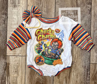 
              Chucky Charms Halloween Tee Shirt Baby or Toddler Romper / Baby Romper / Toddler Romper / Fall Outfi
            