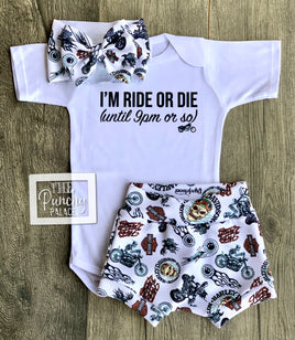 Harley Ride or Die Till 9 pm Baby or Toddler Complete Outfit