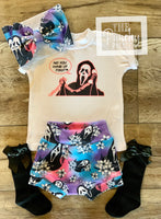 
              Scream Movie “No, You Hang up First! Halloween Baby Outfit Complete Set
            