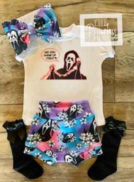 Scream Movie “No, You Hang up First! Halloween Baby Outfit Complete Set