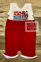 
              July 4th Flip Flops and Freedom Summer Romper Set - Baby or Toddler Complete Outfit
            