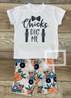 
              Chicks Dig Me Easter Baby and Toddler Tee and Shorts Set / Infant and Toddler Boys
            