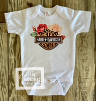 
              Harley Rose Baby or Toddler Complete Outfit / Harley Davidson Baby Outfit
            