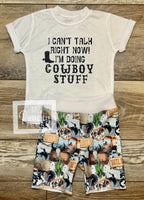 
              Can't Talk Doing Cowboy Stuff Baby and Toddler Tee and Shorts Set / Infant and Toddler Boys
            